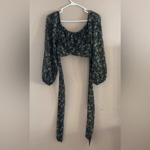 Floral Black and Green Women's Top